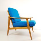 2 Blauwe Fauteuils | Wollen Ploegstof Blauw Vintage thumbnail 2