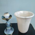 Tafellamp Bureaulamp Albast Gemarmerde Kap En Brass Voet Pegama thumbnail 11