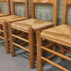 Set Van 4 Vintage Charles Dudouyt Stijl Eetkamerstoelen thumbnail 10