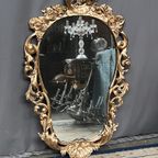 Antieke Houten Spiegel In Rococostijl. thumbnail 3