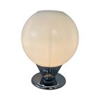 Vintage - Art Deco Style Lamp - Xl Satin Glass Dome Mounted On Chrome Base thumbnail 3