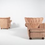 Swedish Modern Lounge Armchairs In Velvet Upholstery, 1950’S thumbnail 3