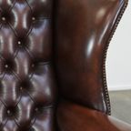 Comfortabele, Elegante, Luxe Engelse Chesterfield Oorfauteuil Gemaakt Van Rundleer thumbnail 11