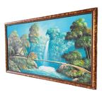 Vintage Indonesisch Olieverf Schilderij Xl Landschap Waterval thumbnail 6