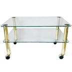 Lage Glazen Kleine Salontafel Glas Gouden Hollywood Regency thumbnail 7