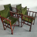 Unieke En Zeldzame Jaren 50 Green Brothers 'foldable' Regisseursstoelen Bridge Tafelset thumbnail 5