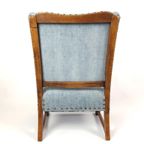 Brocante Blauwe Rookstoel | Antiek Blauwe Fauteuil thumbnail 7