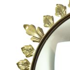 Vintage Metalen Zonnespiegel Convex Goud Deknudt Jaren 70 thumbnail 3