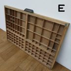 Brocante, Bruine Antieke Houten Letterbak, Wanddecoratie E thumbnail 7