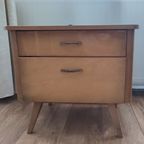 Vintage Nachtkast Bedside Table Nachtkastje Hout Lade thumbnail 7