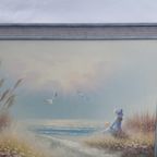 Vintage Origineel Schilderij.olieverf Op Panel Ingelijst Met Ophangsysteem . Philip Sandez... thumbnail 5