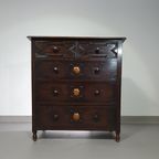 Particularly Cool English Chest Of Drawers / Chest Of Drawers. Dated (Charles 2 Era). Made Of Sol thumbnail 2