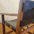 Brutalist Armstoelen In Eik En Tuigleer 1960 thumbnail 12