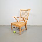 Vintage Fauteuil Beuken Hout Biezen Spijlstoel ’60 Japandi thumbnail 13