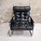 70's Vintage Fauteuil Leren Lounge Buizenframe Stoel thumbnail 5