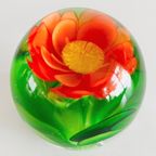 Vintage Murano Glas Presse Papier Oranje Bloem 1970’s thumbnail 6