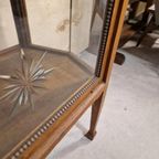Antiek Theekastje Met Geslepen Glas Vintage Vitrinekast thumbnail 10