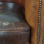 Set Van 2 Tijdloze En Stoere Cognac-kleurige Schapenleren Clubfauteuils Met Een Correcte Afwerkin thumbnail 5