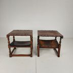 Pair Of English Antique Jacobean Monk Armchairs / Tables By F. Parker & Sons Ltd thumbnail 7