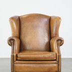Prachtige Schapenleren Oorfauteuil Met Een Zeer Mooie Kleur En Patina thumbnail 3