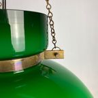 Large Dark Green Opaline Glass Pendant Light By Herbert Proft For Glashütte Limburg thumbnail 8