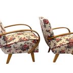 Halabala H-237 Stoelen Gerestaureerd, Wit Met Bloemen thumbnail 3