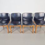 Set 4 Zwart Leren Eetkamerstoelen Afra & Tobia Scarpa '70 thumbnail 4