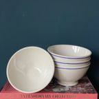 Sarreguemines Set Van 4 Vintage Kommen Wit Met Blauwe Rand thumbnail 4