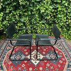 2X Zwarte Sledestoelen Mart Stam & Marcel Breuer 1980S thumbnail 3