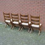 Eiken Stoelen Met Crème Zitting Set Van 4 thumbnail 4