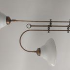 Vintage Messing Vloerlamp Met Metalen Emaille Kappen thumbnail 12