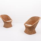 1970’S Vintage Danish Design Wicker Lounge Chairs thumbnail 2