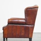 Prachtige, Comfortabele En Luxe Oorfauteuil Gemaakt Van Schapenleer thumbnail 6