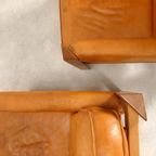 2 Oak Armchairs In Cognac Leather thumbnail 16