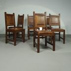 6 X Brutalist Solid Oak Chairs Mid Century thumbnail 25