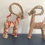 Zweedse Julbock Van Stro Met Rood Wit Lint, Hoog 34 Cm thumbnail 4