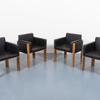 Set Of 4 Leather Armchairs And A Table From Bernini / Tafel En Stoelen Set, 1980’S Italy thumbnail 7