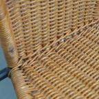 Leuke Set Van 4 Vintage Design Eetkamerstoelen Van Frederick Weinberg Van Gietijzer En Riet thumbnail 17
