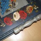 Grote Vintage Houten Dienblad 54x32 Cm Bloemen Desing thumbnail 3