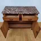 Vintage Frans Dressoir Commode, Ladekast Bakamermeubel Met Marmer Blad thumbnail 5