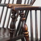Set Van 2 Prachtige Donkere Antieke Engelse Lowback Windsor Stoelen/eetkamerstoelen thumbnail 11