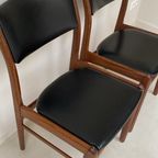 Vintage Houten Stoelen Met Zwart Skai Leer thumbnail 7