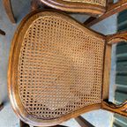 Set/6 Art Deco Webbing Stoelen Met Hout Snijwerk thumbnail 4