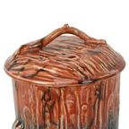 Antieke Barbotine Majolica Pot Met Deksel Organisch Art Nouveau thumbnail 7