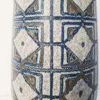 Large Marianne Starck For Michael Andersen And Sons Stoneware Vase With Gray And Blue Patterned G thumbnail 4