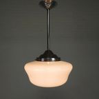 Art Deco Hanglamp Met Witte Kap, Jaren 30 thumbnail 11