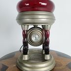 Unieke Vintage Tinnen Lamp Met Uurwerk thumbnail 2