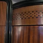 Vintage Mahonie Kledingkast, 3 Delig, Hang En Leg, Met Spiegeldeur 180 Cm Breed En 209 Cm Hoog thumbnail 7