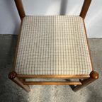 Set (7) Vintage Eetkamerstoelen Hout, Geruit | Scandinavisch thumbnail 9