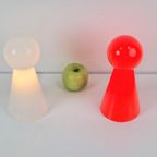 Set Vintage Wit & Rood Kegel Tafellamp Glass Pin Table Light thumbnail 4